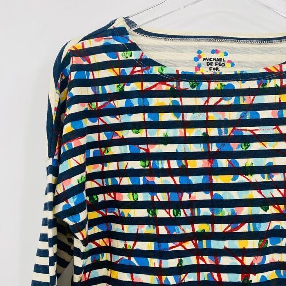 Michael De Feo for J. Crew Size XS Graffiti 3/4 Sleeve Striped Shirt Top - Picture 5 of 8